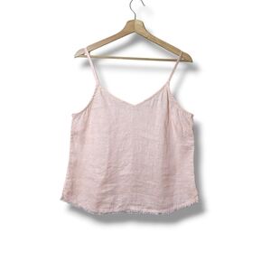 Garnet Hill Frayed Edge Linen Cami In Peach Size 8